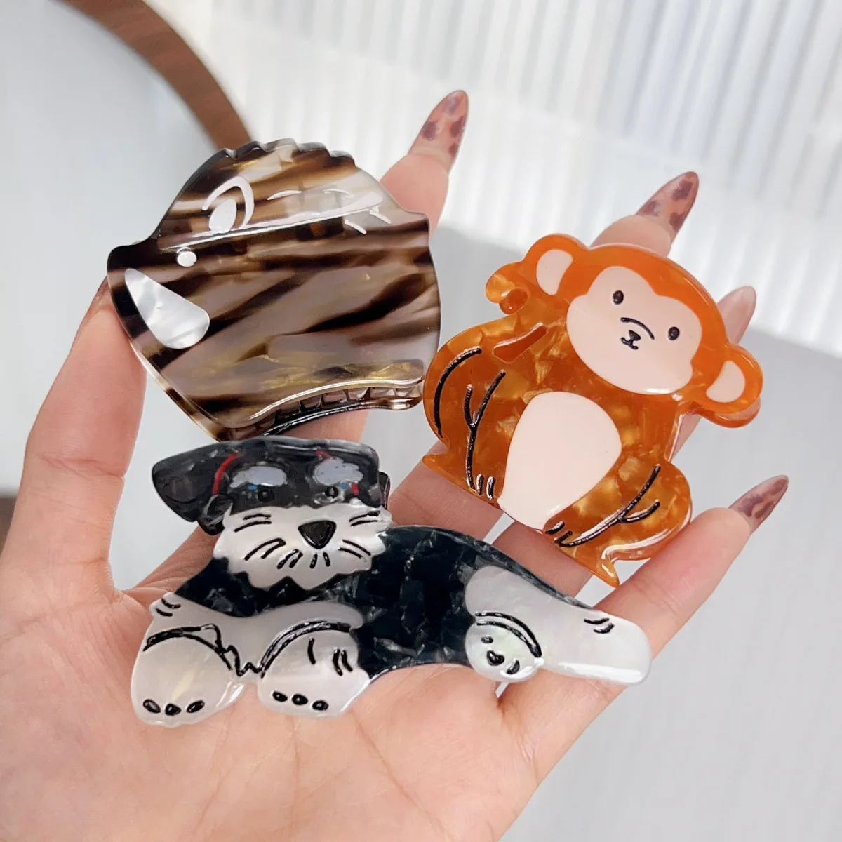Cute hair claw clip Animal hair claws Puppy hair claws Schnauzer hair claws Monkey hair clip Accessories for women