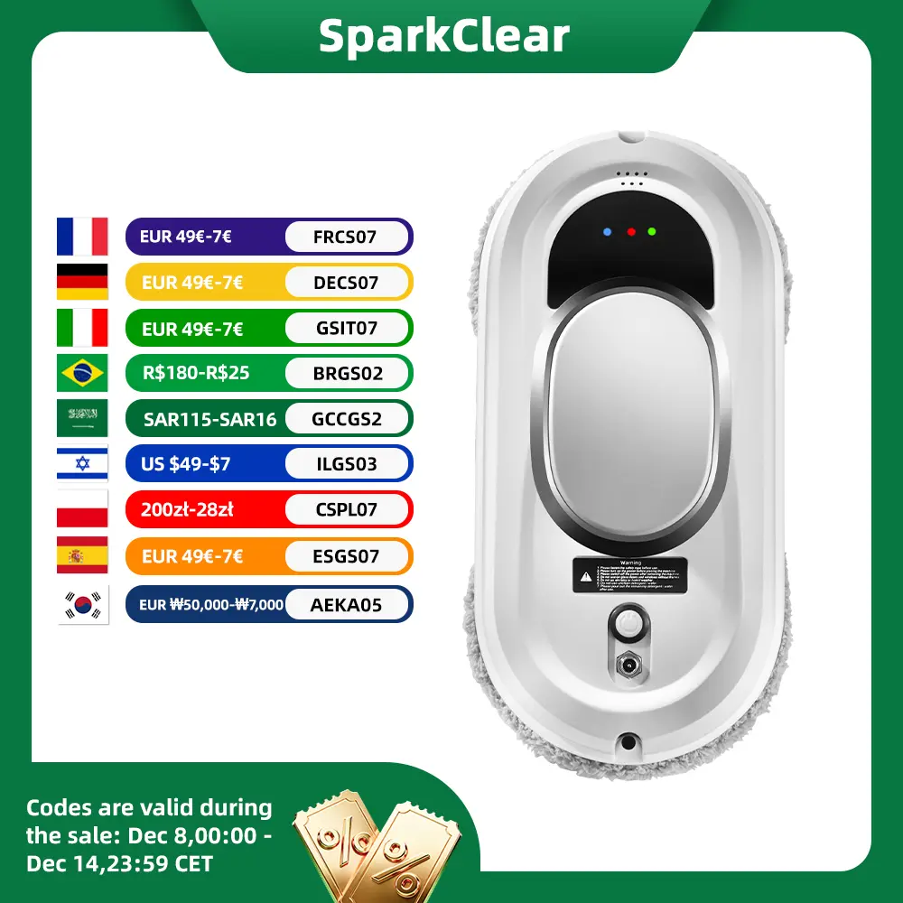 Robô aspirador de janela inteligente, lavadora de vidro elétrica, controle remoto, limpador automático de janelas