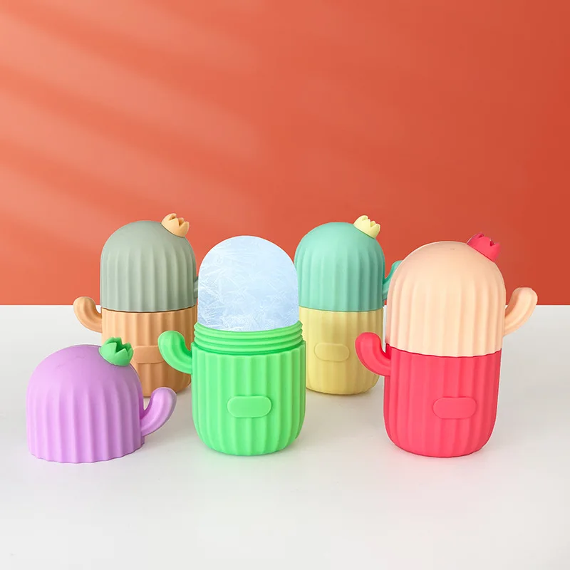 Cactus rullo facciale cura della pelle bellezza sollevamento Contouring Silicone Ice Cube vassoi Ice Globe Balls massaggiatore viso strumento per la cura della pelle