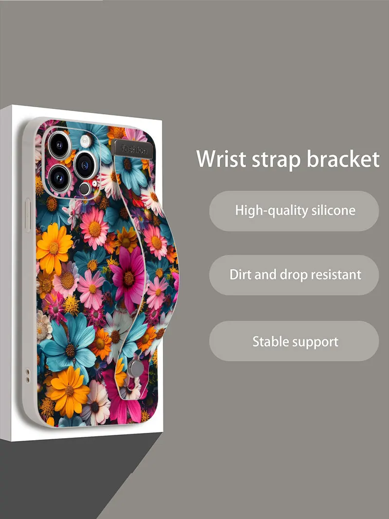 الفاكهة الليمون الملونة ستار زهرة الفن نمط شريط للرسغ جراب هاتف آيفون 17 16 15 14 زائد 13 12 11 برو ماكس X XS الغطاء الخلفي