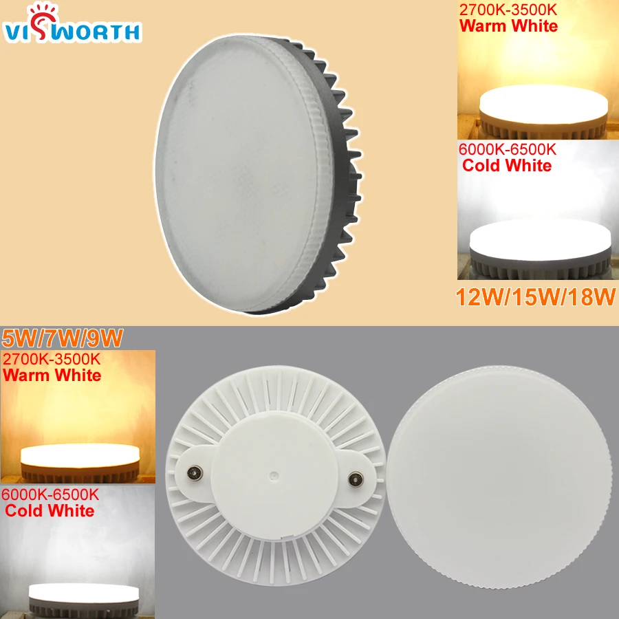 GX53 Led 전구 5W 7W 9W 12W 15W 18W Epistar SMD2835 LED 램프 AC 110V 220V 장식 캐비닛 조명 따뜻한 차가운 흰색 Lamparas LED
