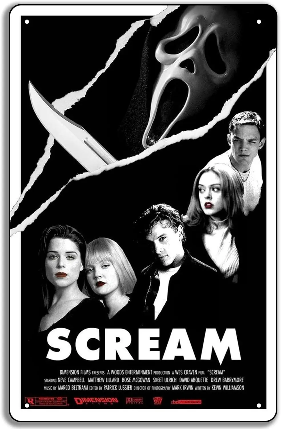 Scream Design Two Filmplakat Scream.9 Metall-Blechschild Wandkunst