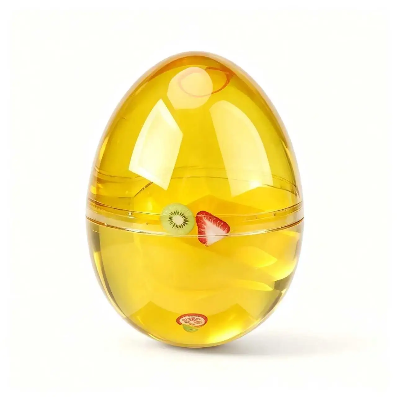 1pc Yellow Egg Fruit Slime Clear Plastic Stretch Non-Sticky Kids Fidget Toy.