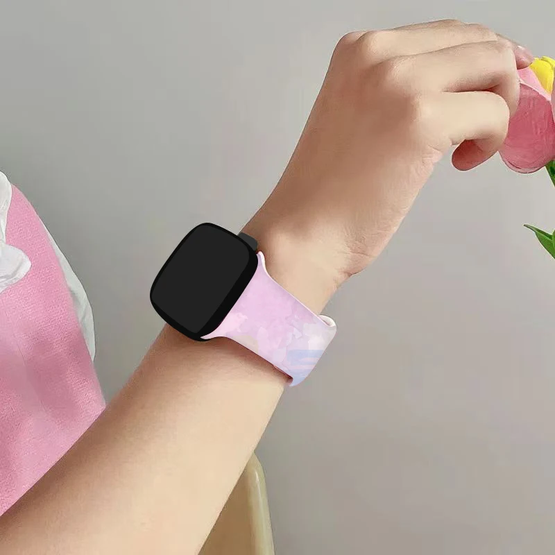حزام ساعة مطبوع بألوان مائية لساعة أبل 11 10 9 8 7 سوار من السيليكون قابل للاستبدال لساعة iWatch 46 مم 44 مم 42 مم 41 مم