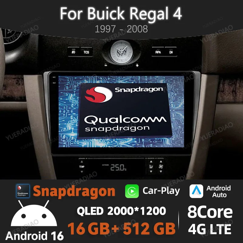 

Android 16 Car Radio For Buick Regal 4 1997 1998 - 2008 Multimedia Video Player 4G LTE 5G WIFI QLED 2DIN Head Unit GPS NAVI BT