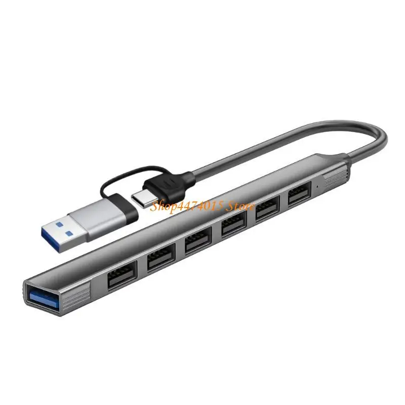 

K1AA 2 in 1 7Port USB C Expander USB Hub Type C Splitter Dock Multiport Adapter