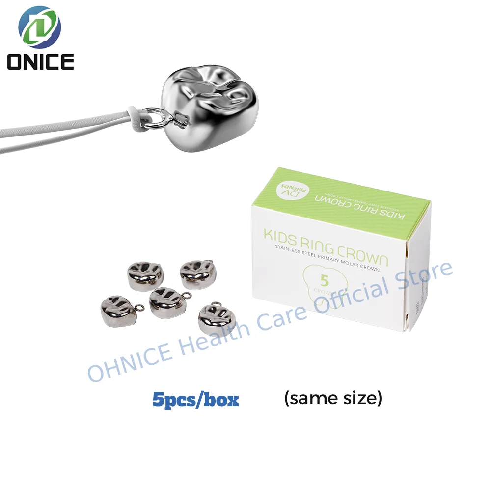 

5pcs/Box SHINHUNG Pediatric Stainless Steel Kids Ring Crowns - Safety Ring Design for Kids Dental Care