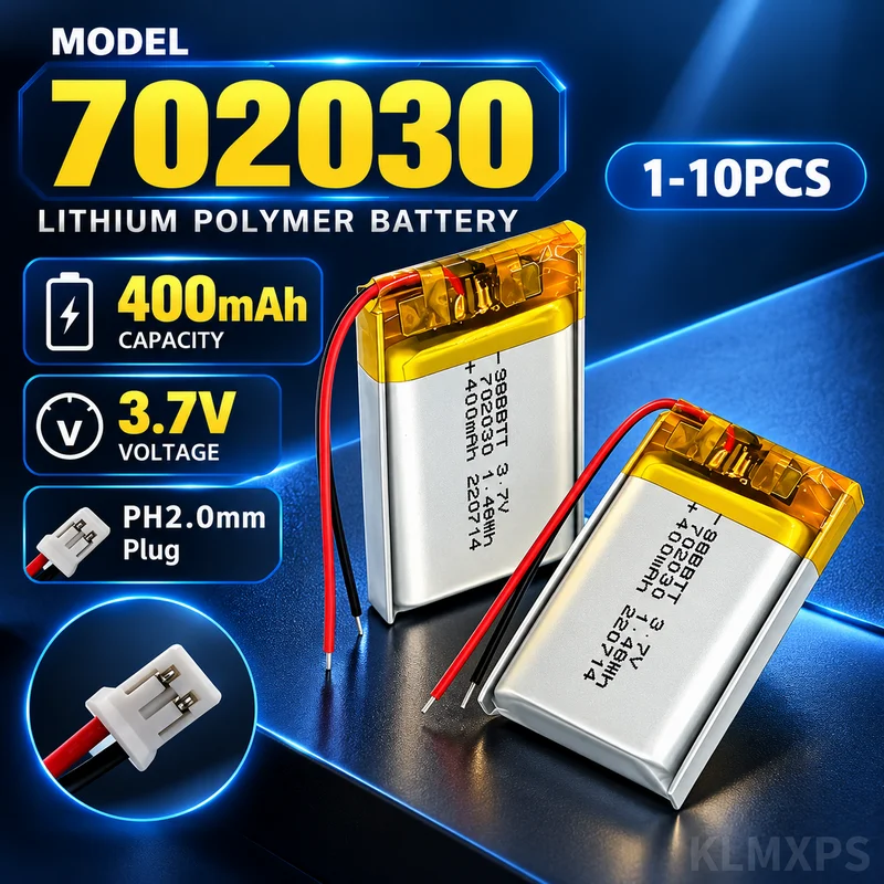 702030 400mAh 3.7V Li-Po Polymer Rechargeable Battery, 1-10pcs for Bluetooth Headset MP3 GPS Toy Beauty Instrument Selfie Stick