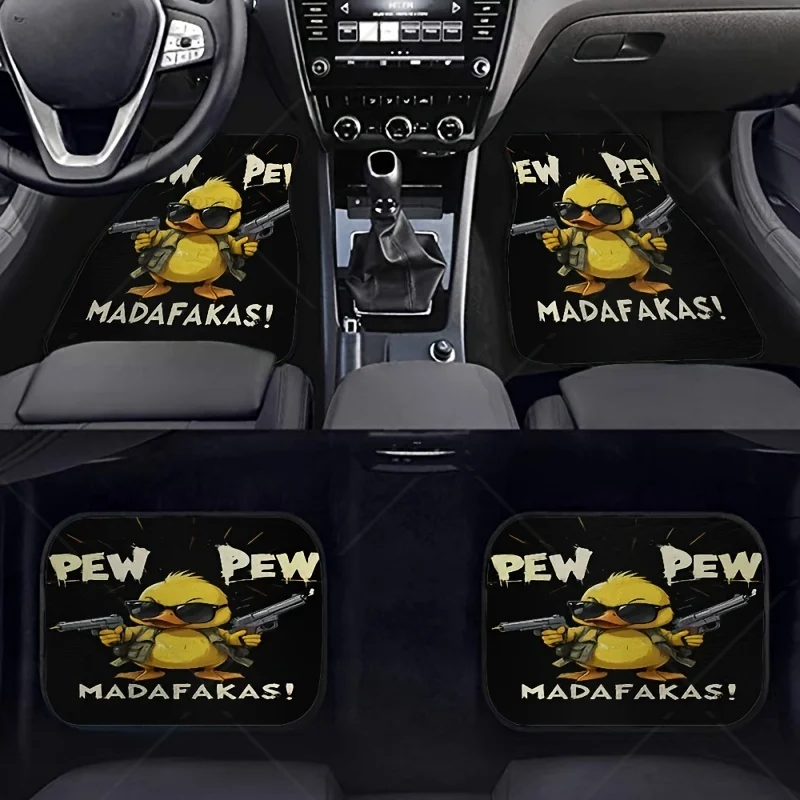 

Juego Alfombrillas Universales Para Coche, 4 шт., Заборочныеño Pato Pew Madafakas, Alfombrillas Antislizantes Fibra Poliéster