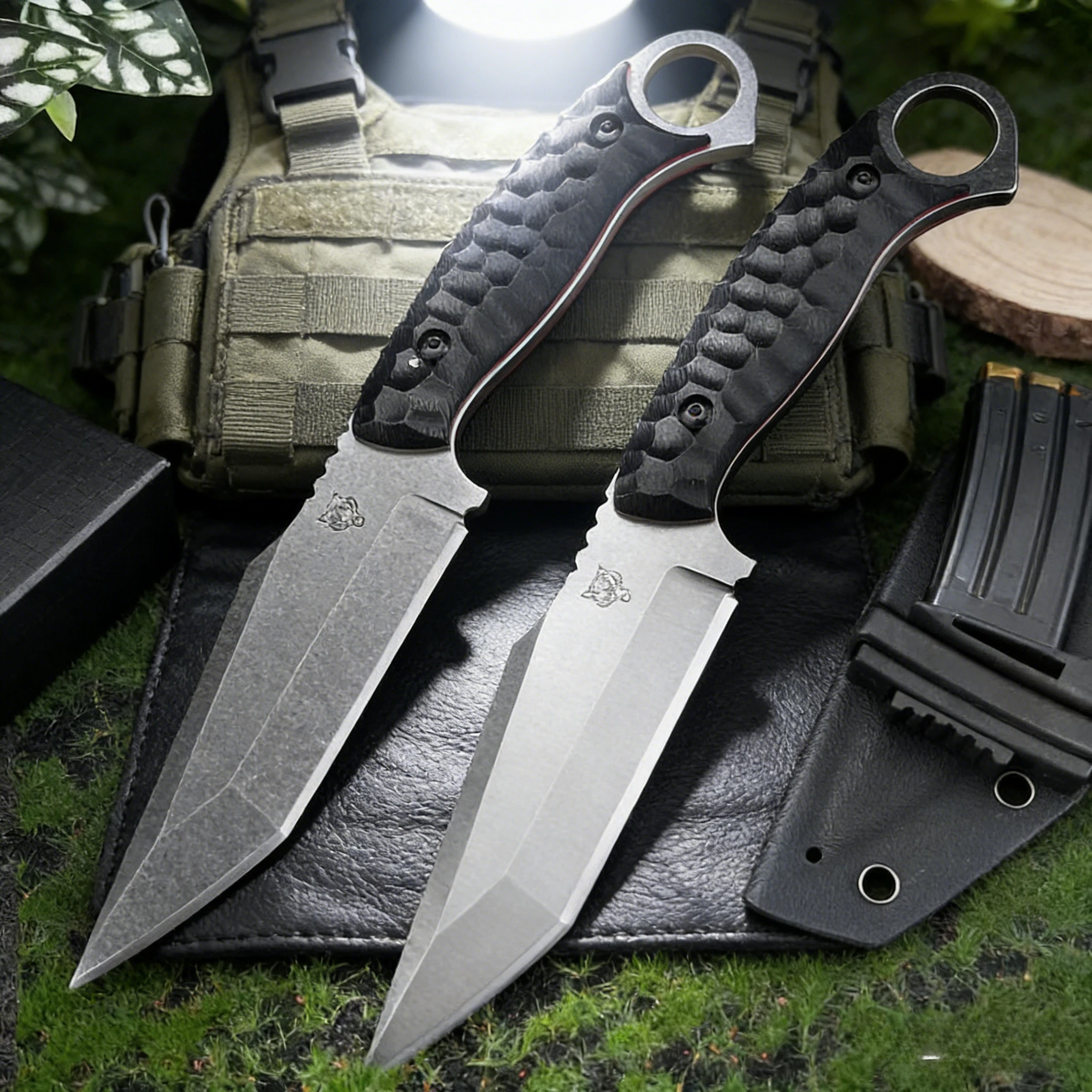 

Outdoor Straight Knife 7Cr13Mov Blade G10 Handle Camping Tactical Self-defense Hunting Knife Multifunctional Fruit Knife