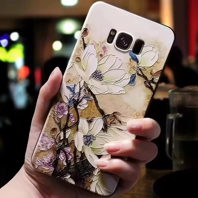 For LG G6 / G7 / G8 Case 3D Flower Relief Silicone Emboss Back Covers For LG G8 Thinq Cases LGG6 LGG7 LGG8 Soft Cute Cartoon