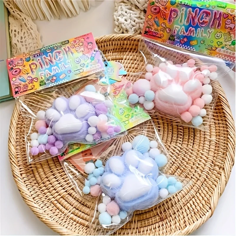 3pcs Cartoon Cat Paw Squishy Soft Mochi Cute Slow Rebound Relax