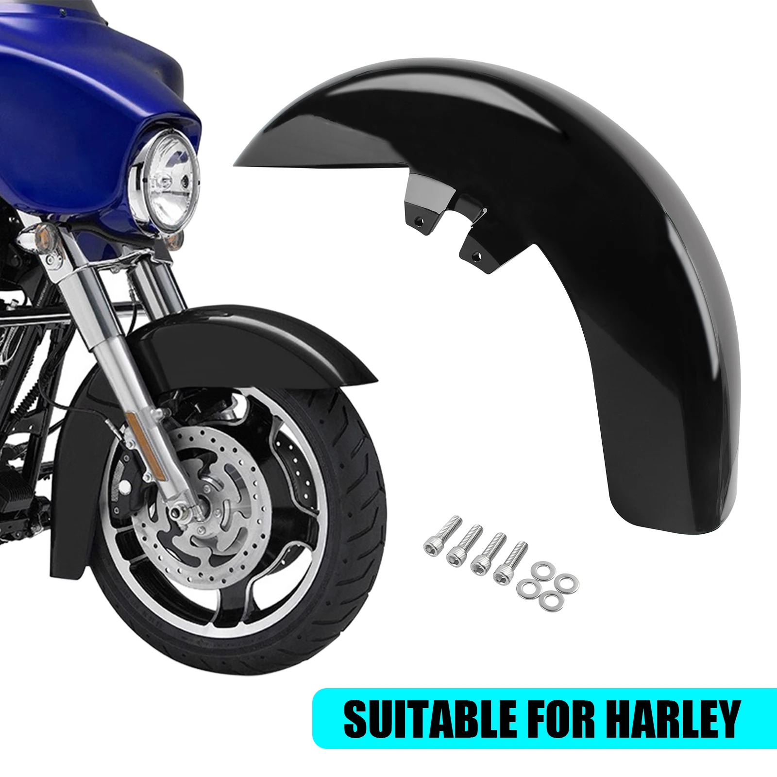 

Мотоциклетное АБС-пластик, ярко-черное переднее крыло, подходящее для Harley Touring Road Electra Street Glide 1989-2013