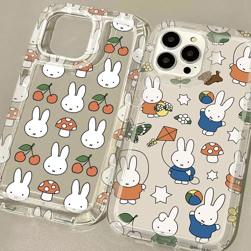 Cartoon M-Miffys-Kawaii Clear Soft Case For iPhone 16 15 14 13 12 11 Pro Max XS X XR 8 7 Plus SE 2020 Silicone Protective Cover