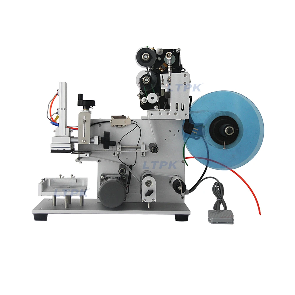 

Semi Auto Pneumatic Flat Surface Labeller Labeling Machine For Jar Can Lid Carton Card Bag With Date Coder