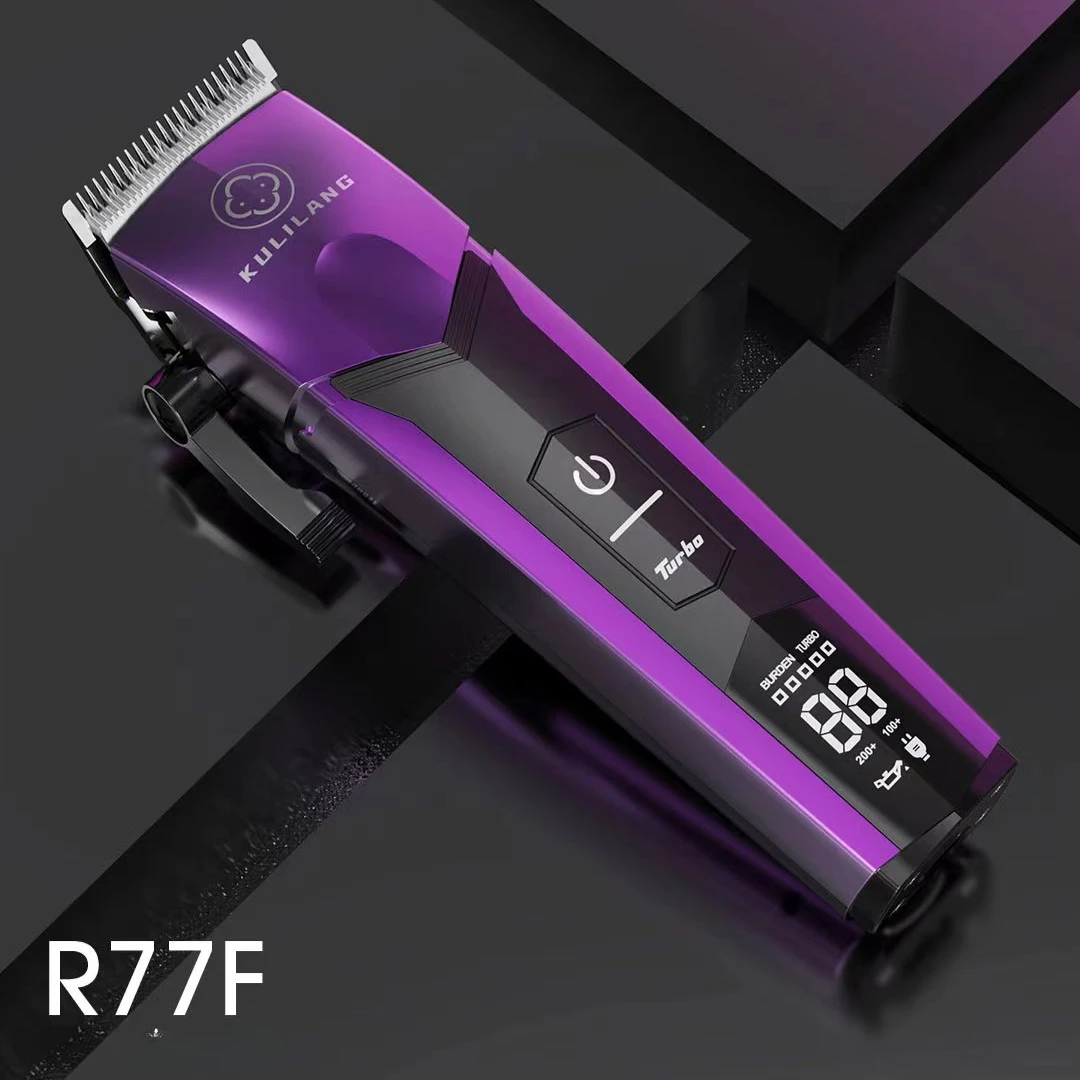 KULILANG R77F Purple Professional Oil Head Gradient Electric Hair Clipper Titanium Plated FADE Blade 7200rpm Hair Salon Trimmer