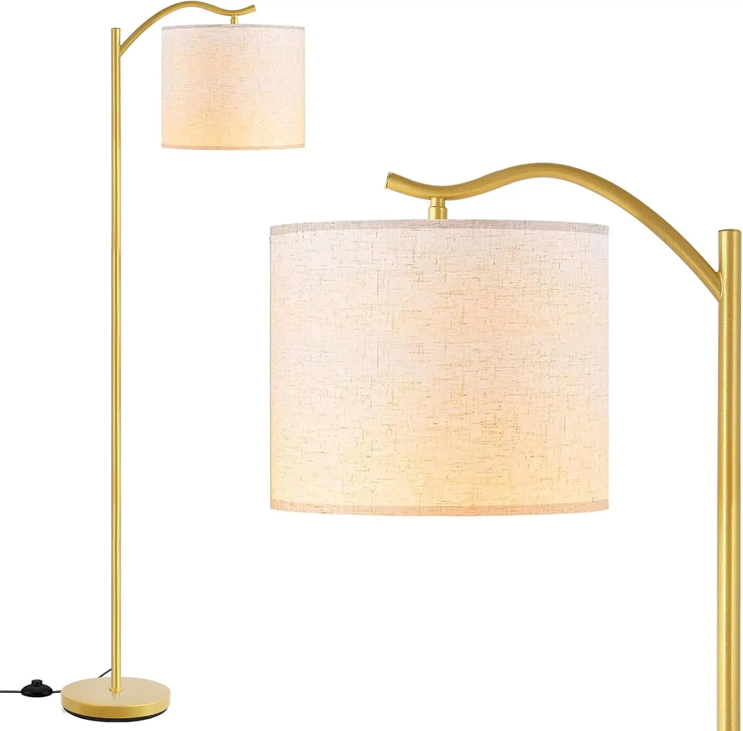 

Floor Lamp For Living Room,Led Arched Standing Lamp,Tall Modern Standing Lamp With Linen Shade,E26 Socket,Footswitch,Mid Gold