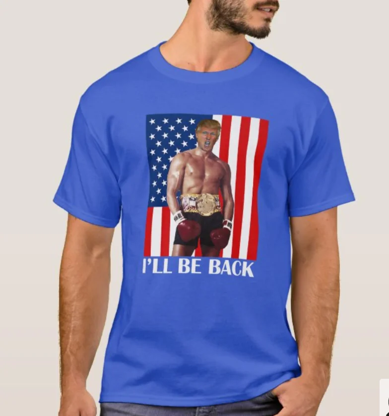 I'll Be Back Pro Trump 2024 Donald Trump 4th of July T-Shirt. Summer Cotton Short Sleeve O-Neck Mens T Shirt New S-3XL