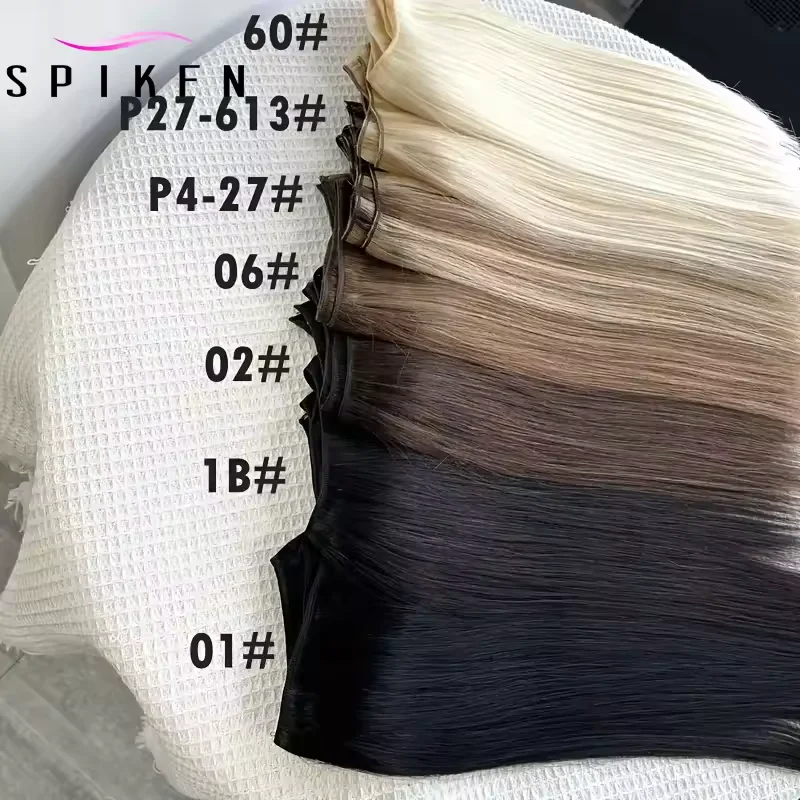 SPIKFN ハニーブロンド人毛横糸縫い髪バンドルエクステンション 12 "-24" リアルマシンレミー毛織り縫製 50 グラム/バンドル