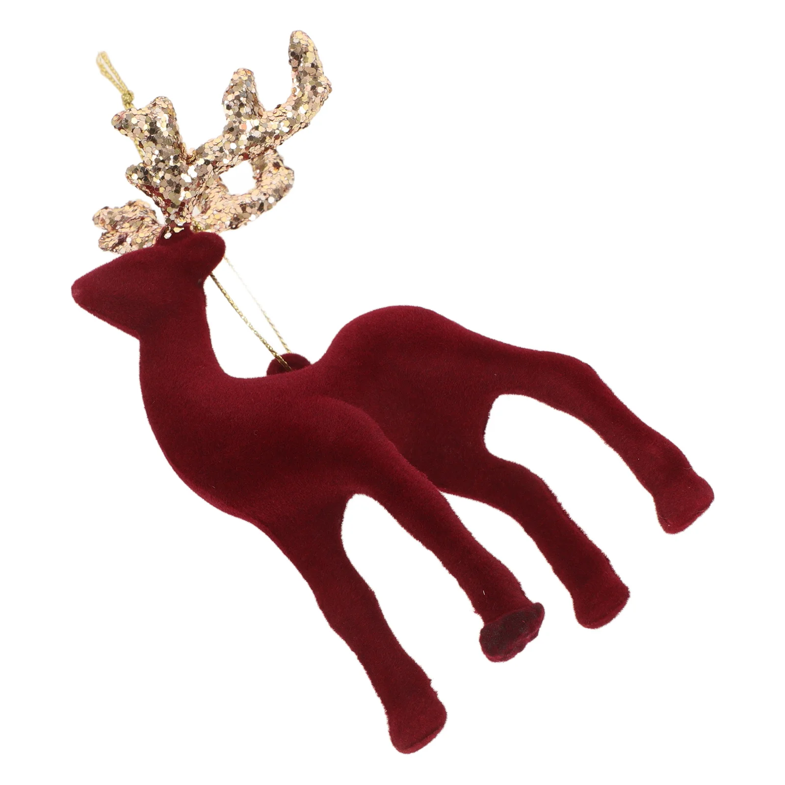 Christmas Tree Decor Elk Pendant Lifelike Reindeer Decoration Statue Xmas Glitter Powder Hanging Ornaments Flocking Red