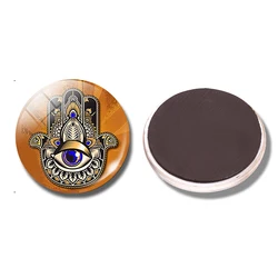 Hamsa Hand 30 MM Fridge Magnet Hand of Fatima Evil Eye Kabbalah Glass Dome Magnetic Refrigerator Stickers Note Holder Home Decor