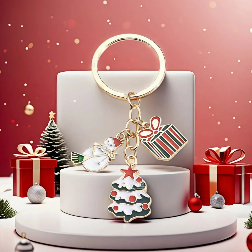 Weihnachts-Schlüsselanhänger, Rucksack-Dekoration, Schneemann-Baum, Socken, Metallhalter, hängender Schlüsselanhänger, geeignet für persönliche Geschäfte oder als Geschenk