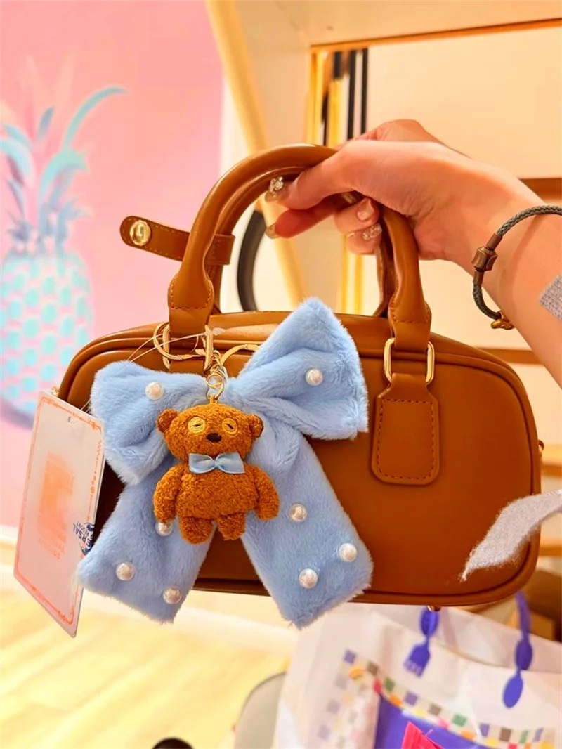 Beijing Movie Park Special Series: Large Yellow Man & Lady Tim Plush Bear Handbag with Handle and Adjustable Shoulder Strap