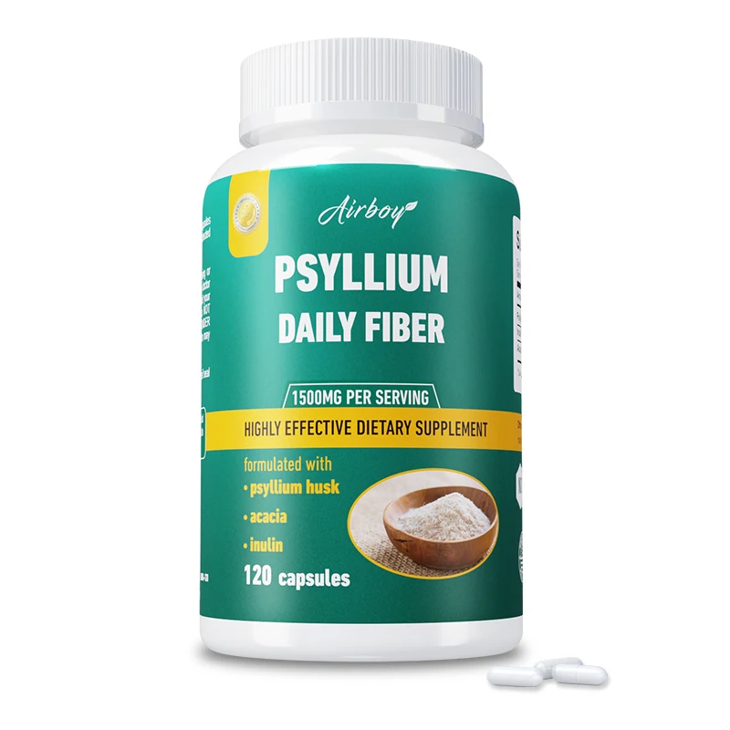 Psyllium Husk Capsules - Good for Intestinal Health, Detox, Digestive System, Improve Constipation, Accelerate Metabolism