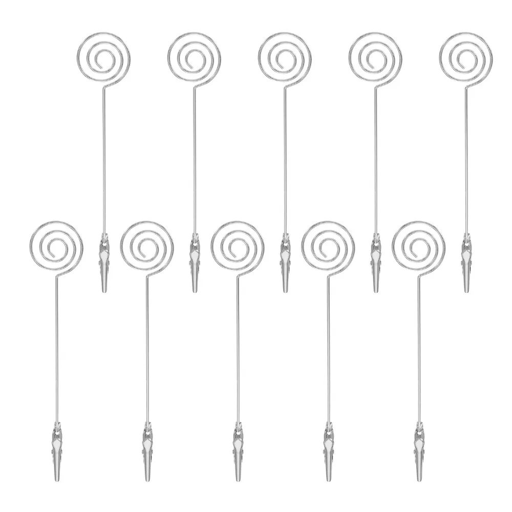 10PCS Alligator Clip Table Note Clips 15*3cm Round Metal Table Cards Clip Steel Durable Metal Picture Clips Message Display