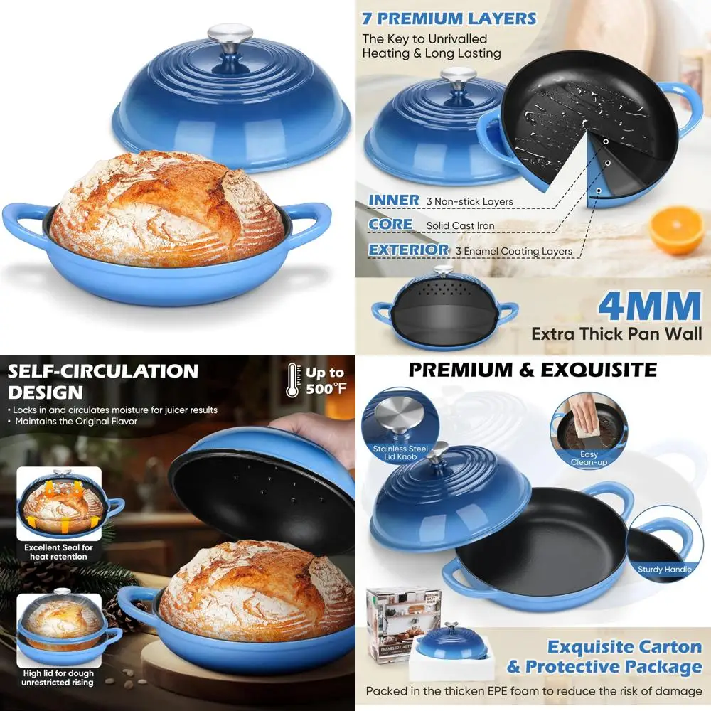 

Enameled Cast Iron Dutch Oven for Sourdough Baking - 5.5 Quart, Heavy-Duty Bread Pan with Lid, Perfect for Homemade Sourdough Lo