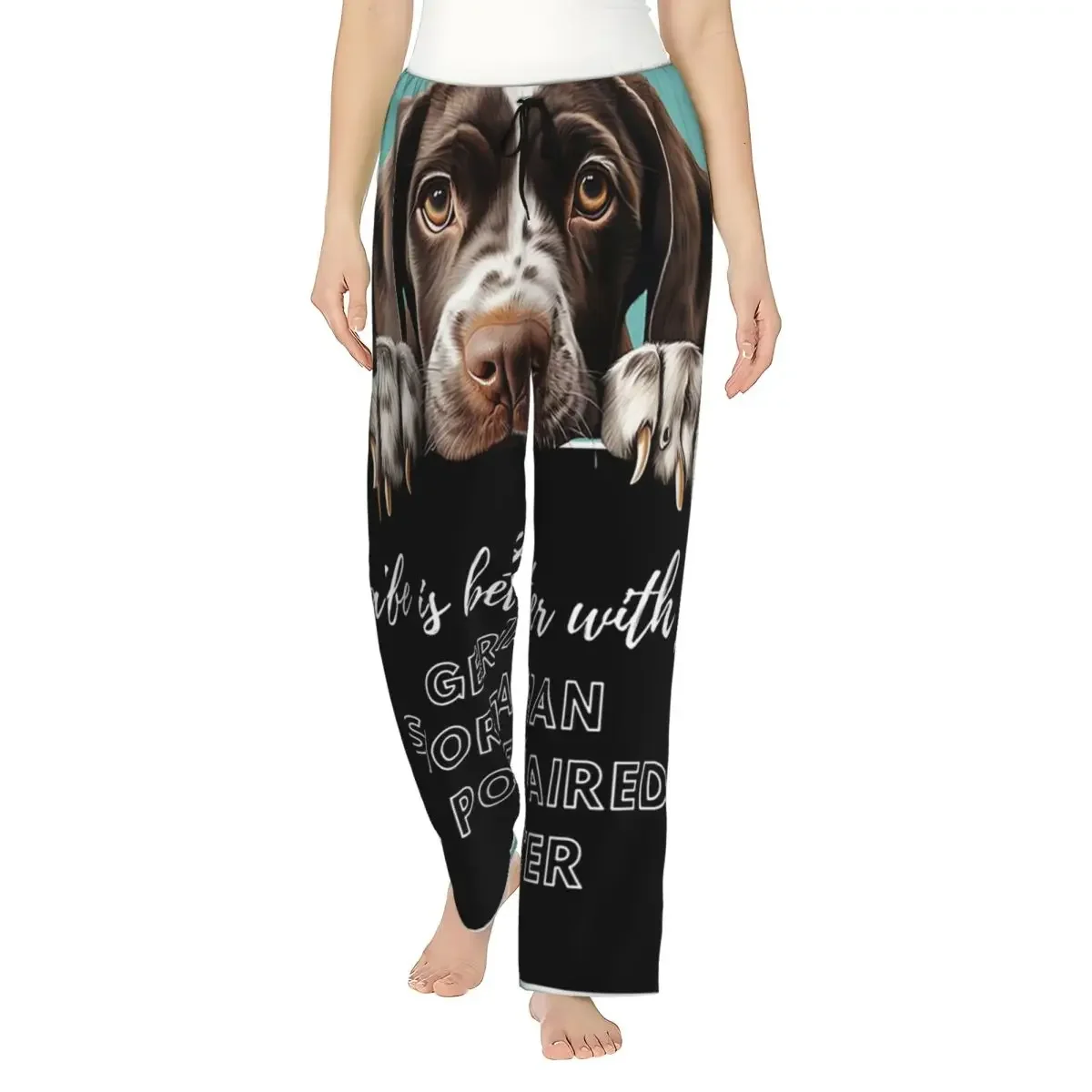 

Custom Life Is Better With A German Shorthaired Pointer Dog Women Pajama Pants Lounge Sleep Sleepwear Bottoms with Pockets