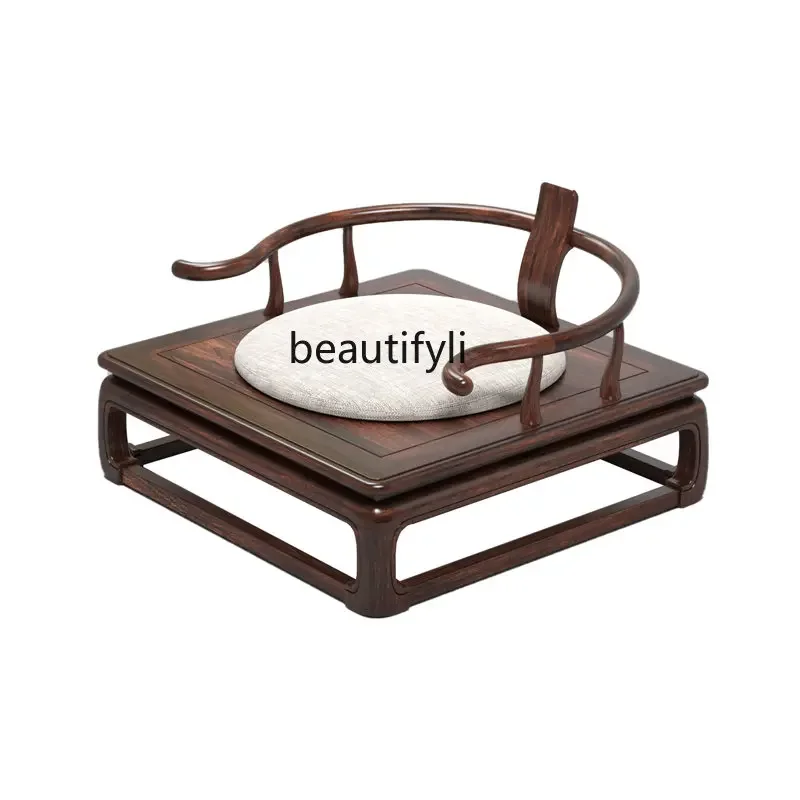 zq Round-Backed Arm Solid Wood Buddha Single Tatami Antique Meditation Chair Cross Leg Za-Zen Chair Short Tea Chair