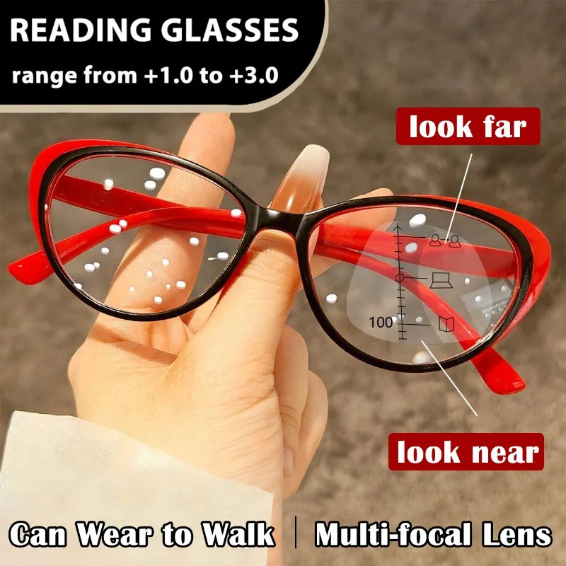 4-Farben-Progressive multifokale Lesebrille, Anti-Blaulicht-Brille, die sowohl für die Ferne als auch in der Nähe sehen können. Brillenbeine