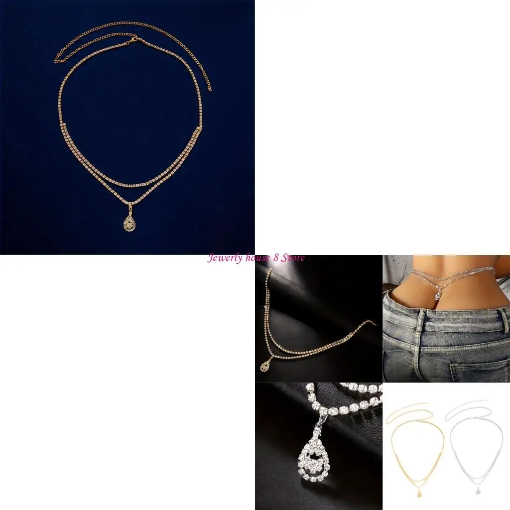 Modna dwużyłowa biżuteria do ciała Miedziany łańcuszek na talię z wzorem kropli wody