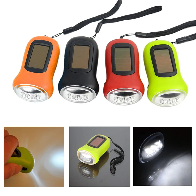 Solar Power LED Hand Pressing Dynamo Crank Power Wind Up Flashlight Light Hand Press Crank Camping Lamp Light