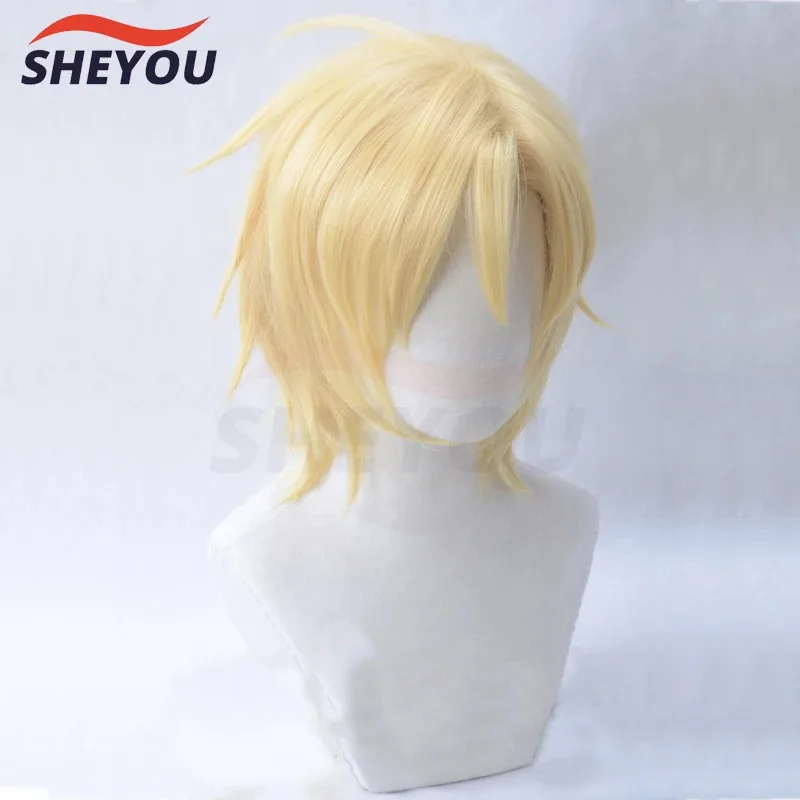 

asdh8@Anime Banana Fish Ash Lynx Wigs Aslan Jade Callenreese Golden Heat Resistant Hiar Synthetic Cosplay Wig + Wig CapCOSda@