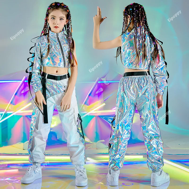 

Rave Outfit Girl Sets Jazz Dancewear Festival Crop Tops Cargo Pants Catwalk Show Costume