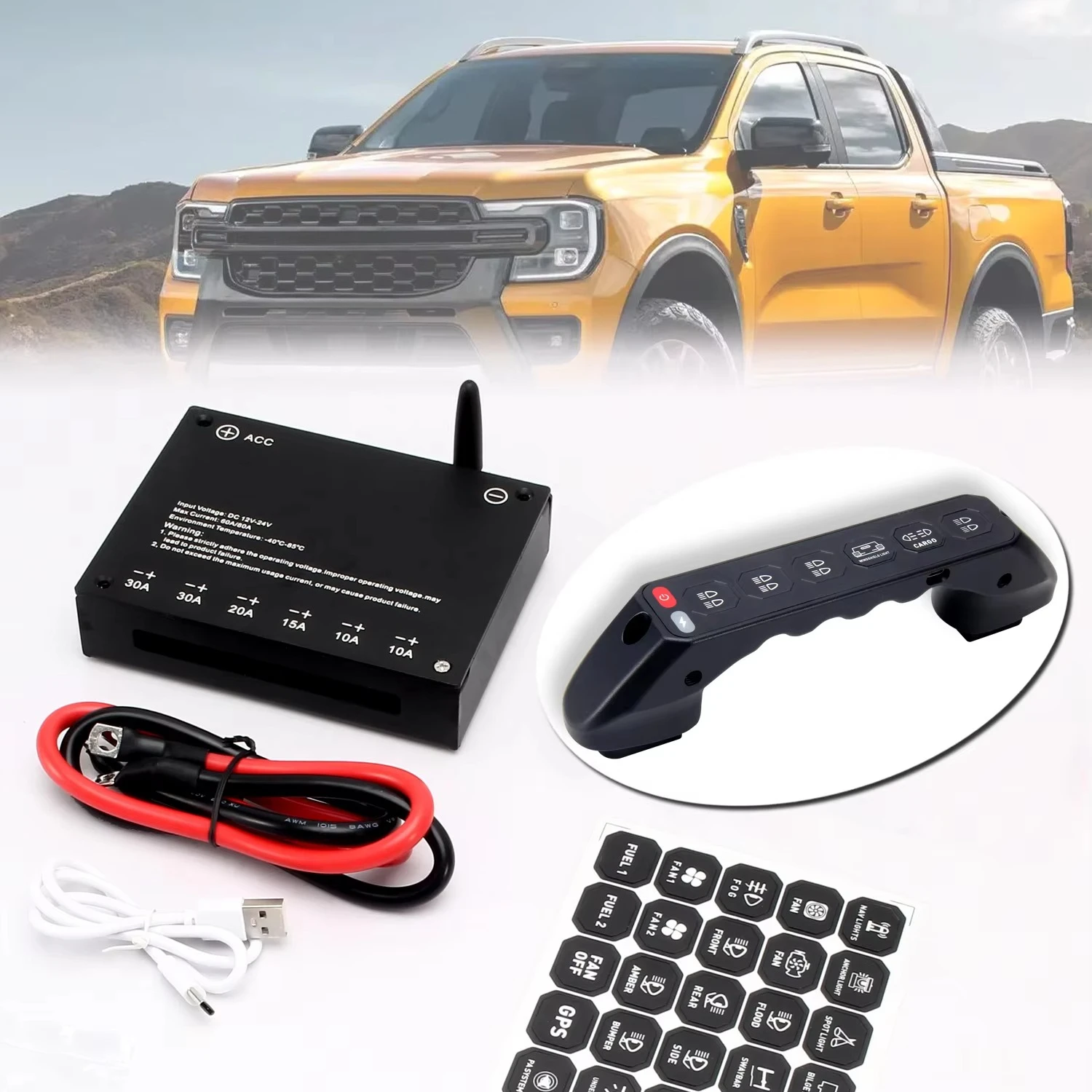 

OPOO Hotsale Orginal Car a Pillar Handle 1:1cnc Making 12V Car 6 Gang Wireless Switch Panel for FORD Ranger RHD and LHD