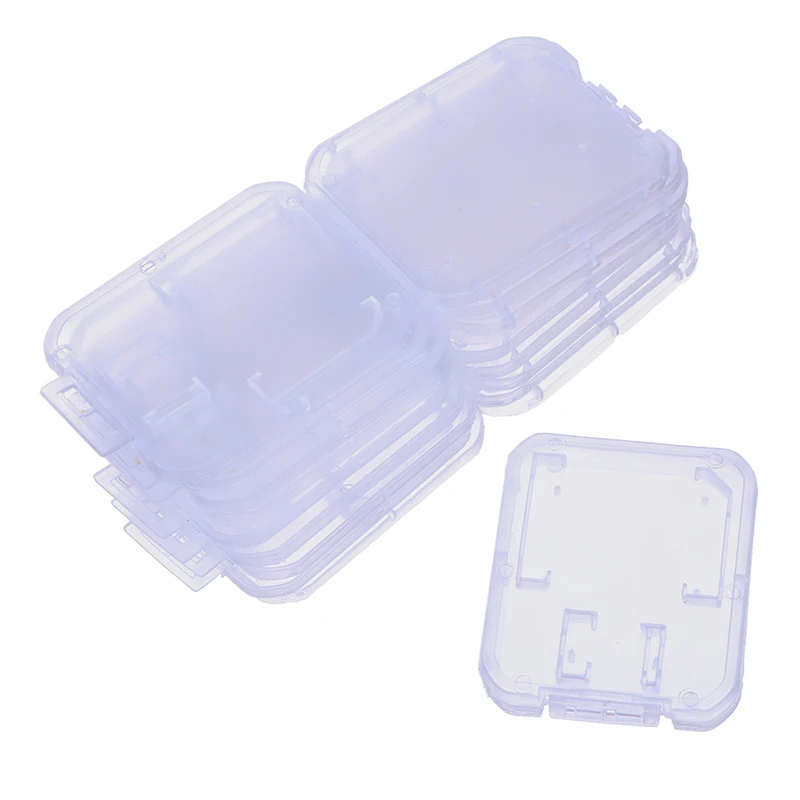 Transparente Memory Card Storage Box, Clear Plastic Case, Stick, Micro SD, TF Card Storage Box, Protection Holder, 10Pcs
