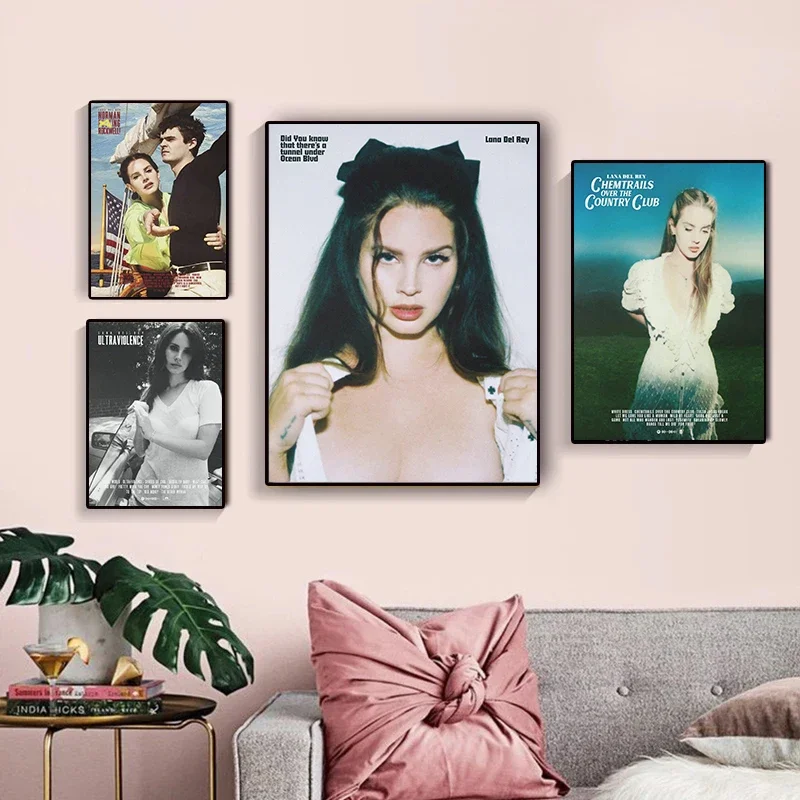 Singer Lana Del Rey Classic Music Album Covers Ultraviolence Lust for Life Poster Canvas Painting Wall Pictures Home Decor Gift