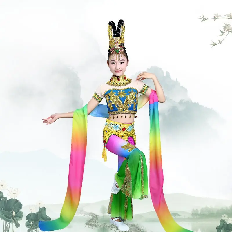 Children's Dunhuang Flying Dance Costume Qianshou Guanyin Performance Costume Classical Ethnic Dance Pipa Performance Costume Ad