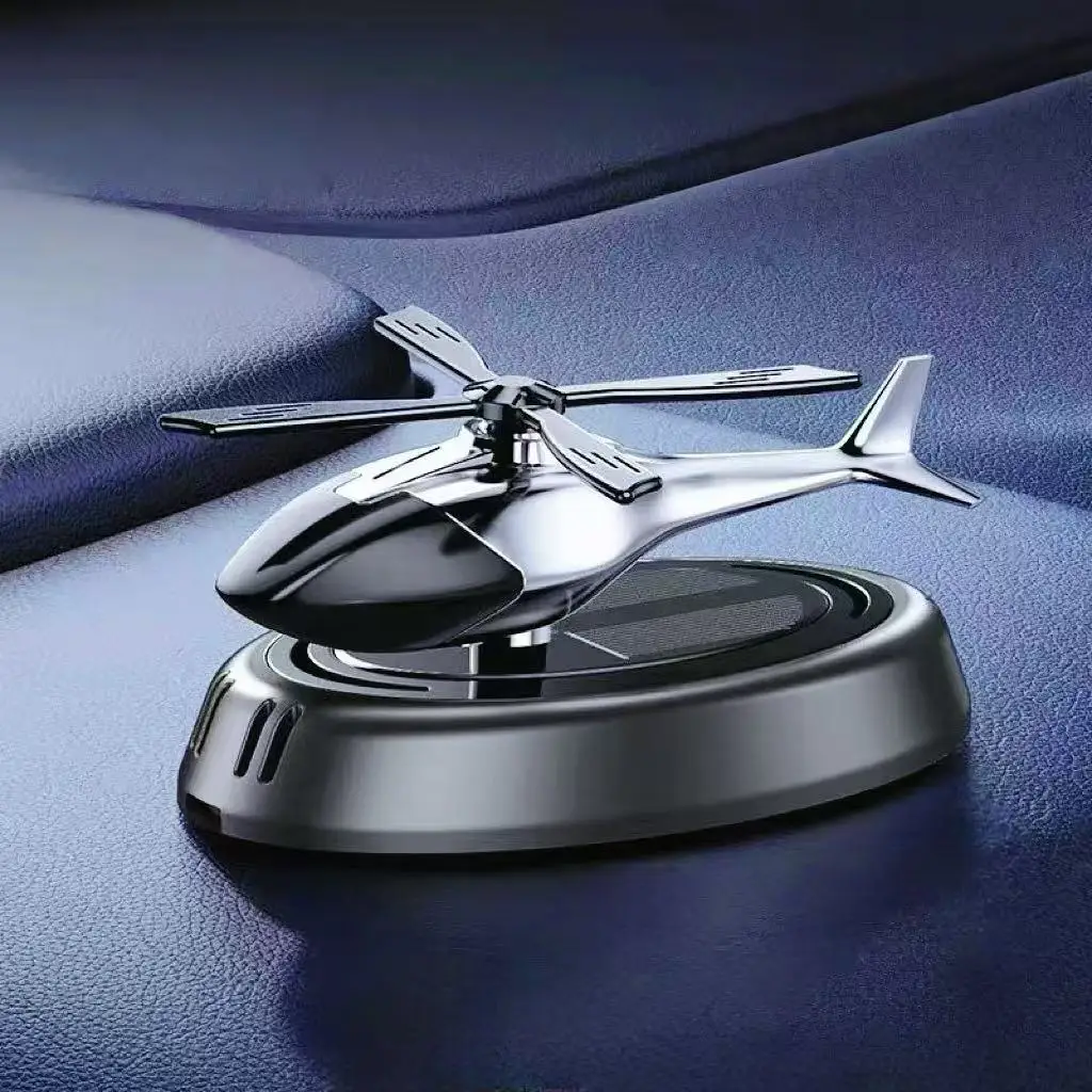 Solar Powered Car Decoration Helicopter Model Rotating Plane with Aromatherapy Air Freshener for Home Office