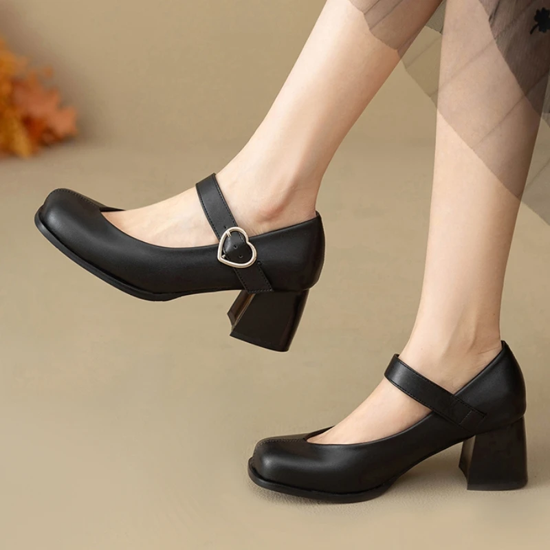 

Elegant Women's High Heels Mary Janes Shoes White Pink Black Heeled Large Size Lace-up Office Party Wedding Dance Shoes Ladies
