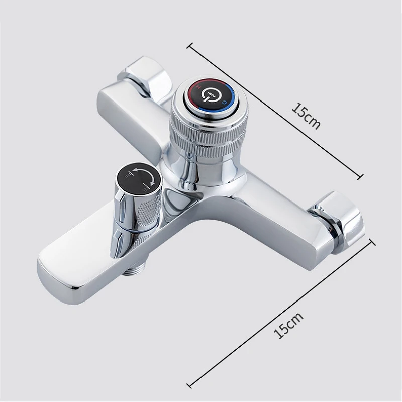 Wall Mounted Shower Faucet Push Button Triple Cold and Hot Water Mixer Tap Household Bathtub Faucet Shower Diverter Hand Sprayer