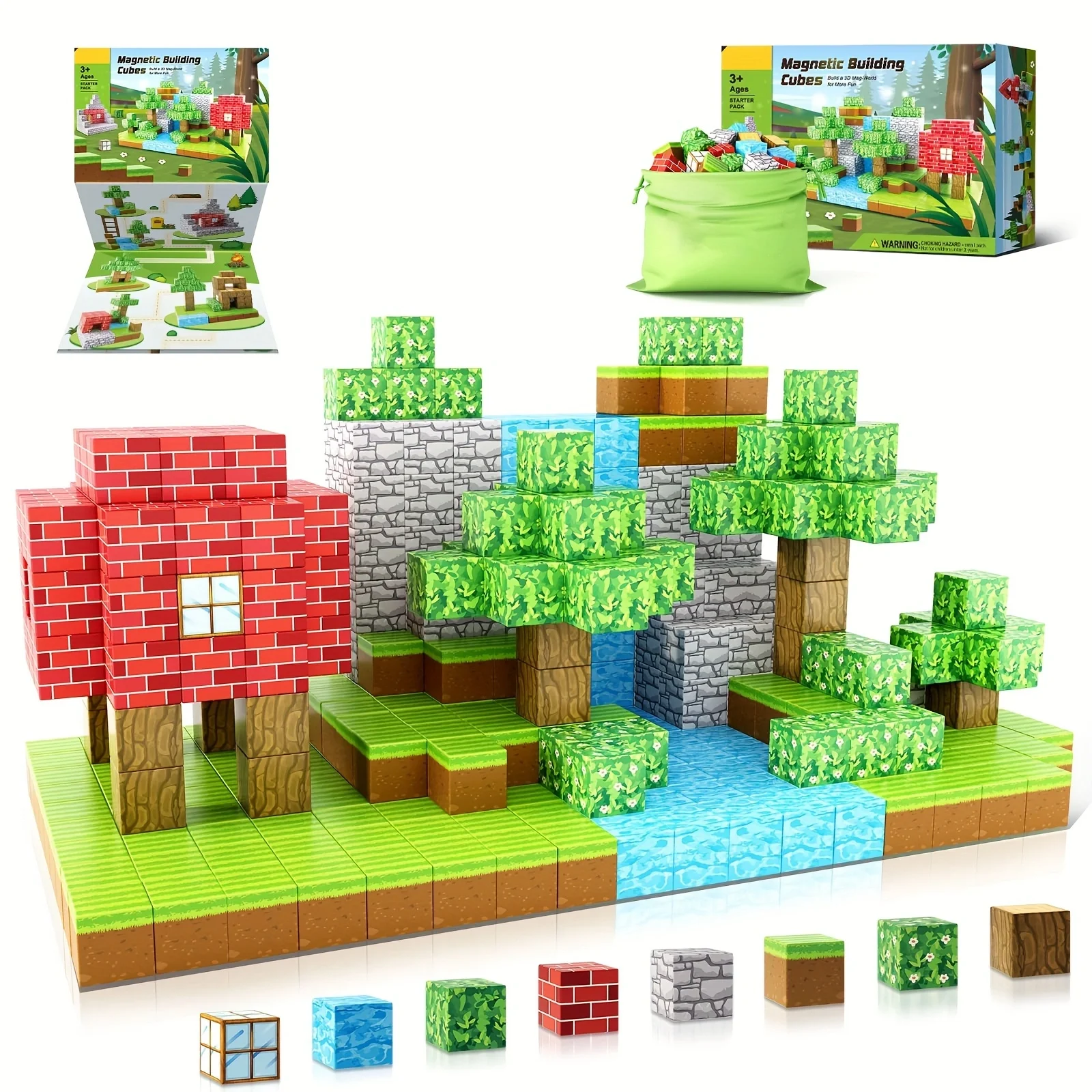 144pcs Magnetic Building Blocks สําหรับเด็ก,บล็อกแม่เหล็ก,Sensory CubesFor เด็กวัยหัดเดิน,แม่เหล็กของขวัญวันเกิดของเล่น,คริสต์มาส