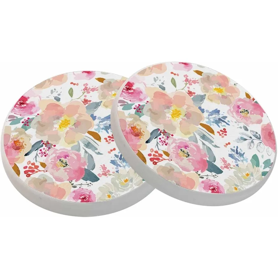 

Romantic Floral Coasters for Drinks Spring Garden Colorfuls Cups Place Mats for Home Decor Set of 2 4 Ih