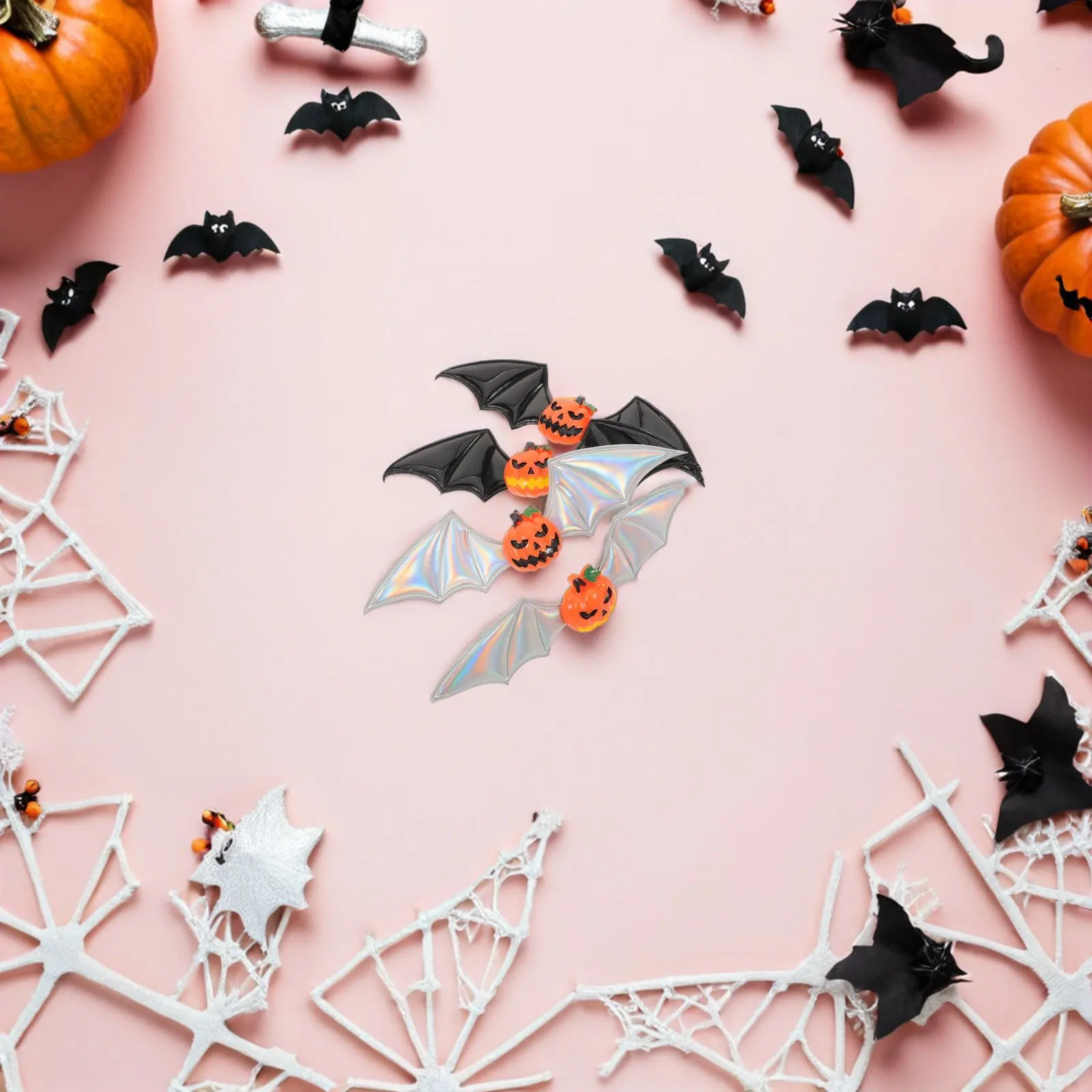 

8Pcs Halloween Hair Accessories Pumpkin Bat Wing Hairpins Gothic Side Clips Party Cosplay Costume Accessories Women Girls