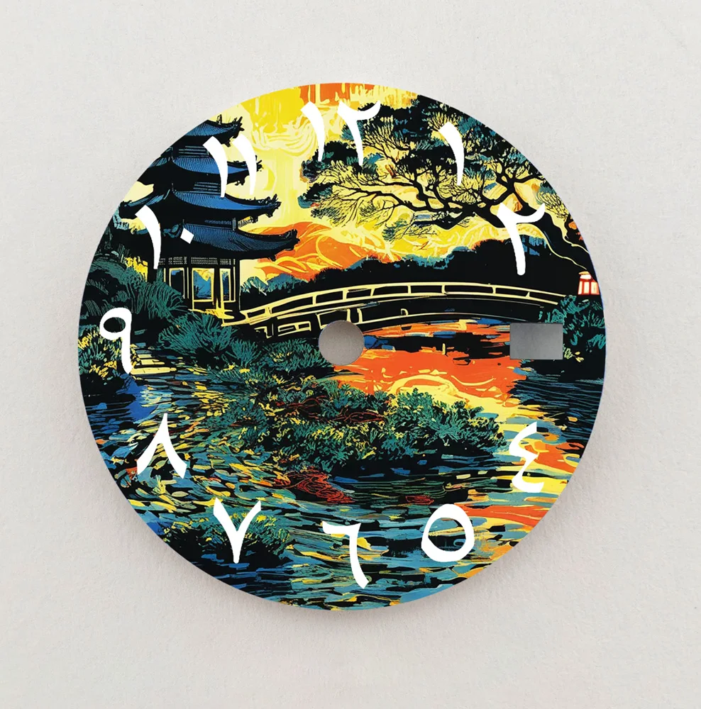 Циферблат NH35, озерный древний строительный циферблат, 28,5 мм, циферблат с арабскими цифрами, подходит для NH35/36, запасные части для часов с механизмом, индивидуальный логотип