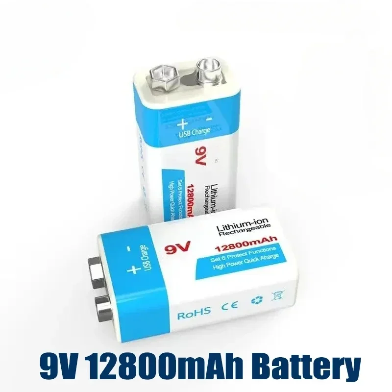 6F22 Micro USB 12800mAh For Multimeter Microphone Toy Remote Control KTV 9V Li-ion Lithium Rechargeable Battery