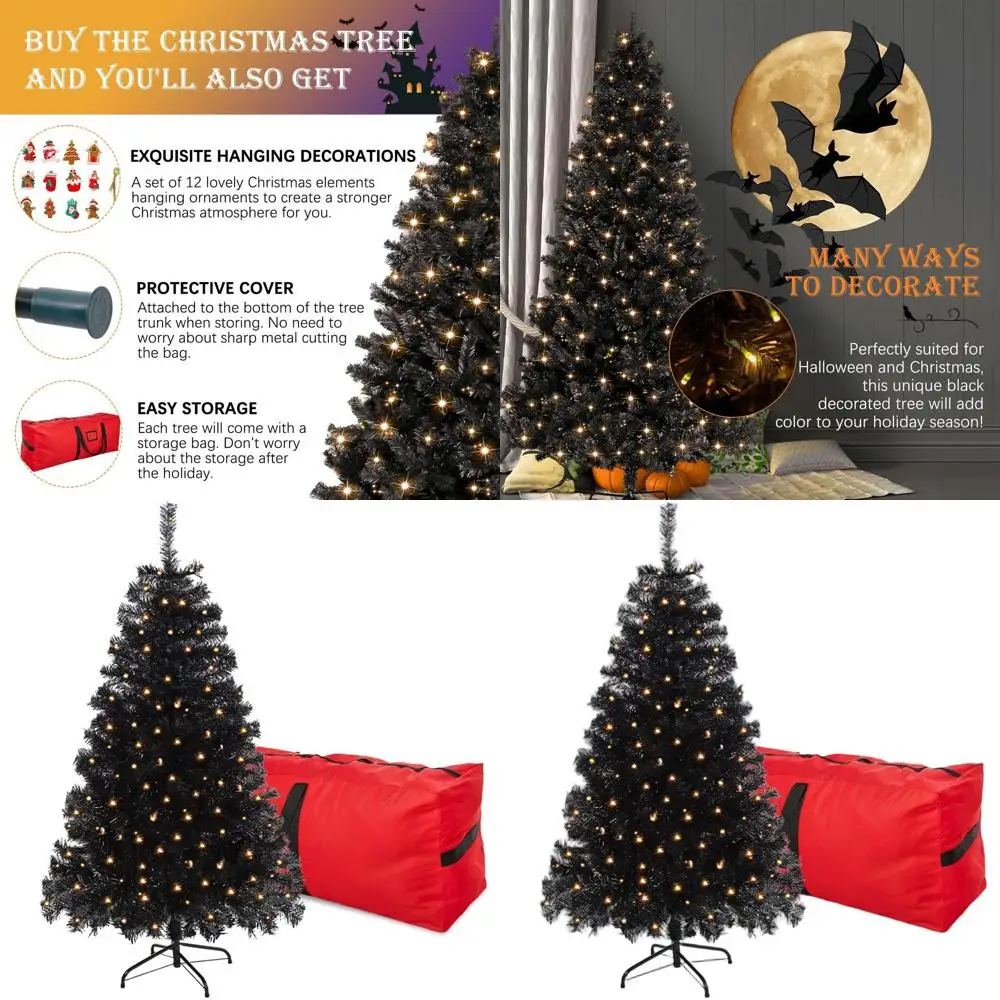 

4-Foot Pre-Lit Artificial Christmas Tree with 450 Branch Tips, 150 Warm Lights, and Foldable Stand for Seasonal Holiday Decor